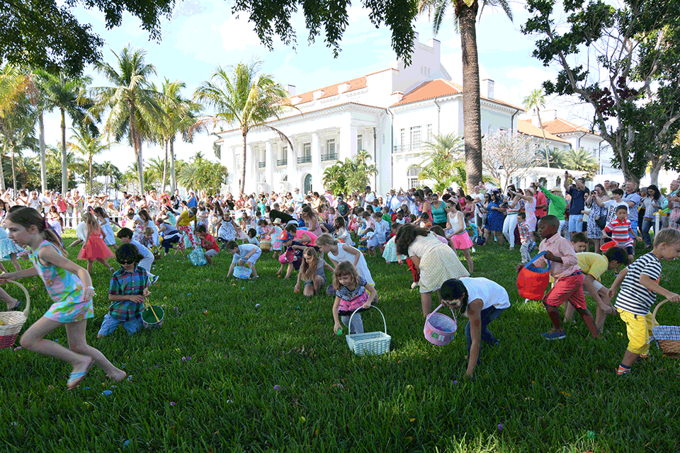 Egg hunt on the lawn of the Flagler Museum