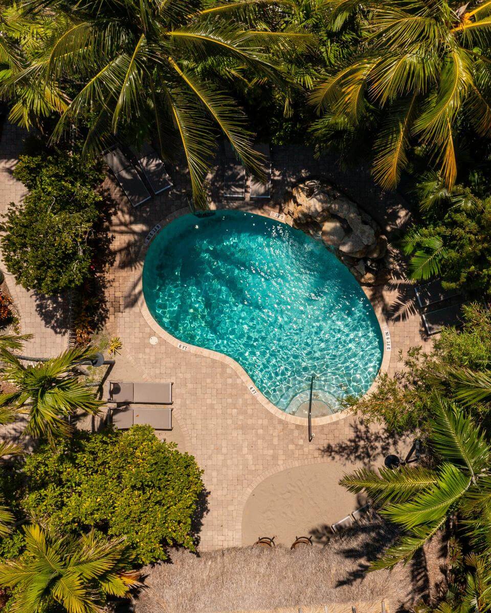 Overhead view of pool at Crane's Beach House