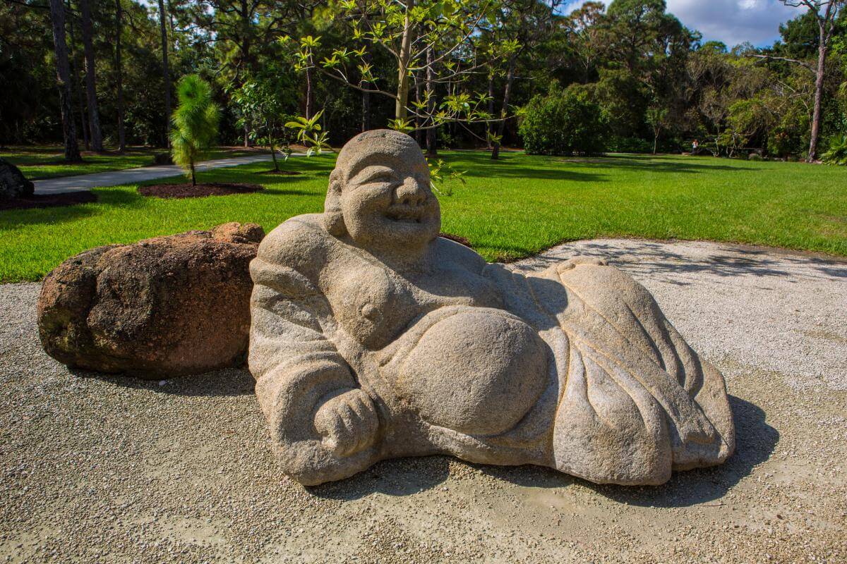 A sculpture at Morikami Museum and Japanese Gardens