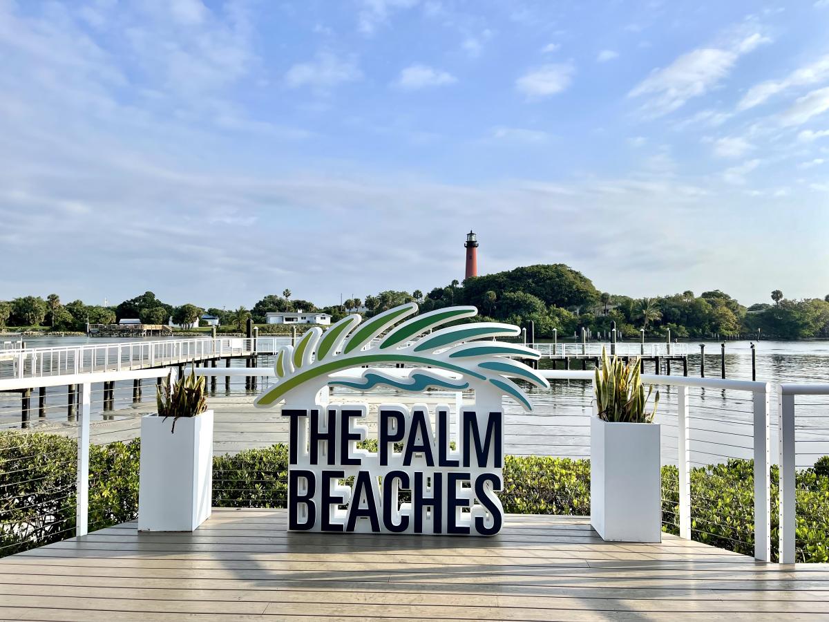 The Palm Beaches Logo with view of Jupiter Lighthouse
