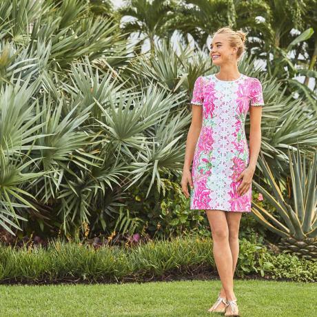Woman in Pink Lilly dress
